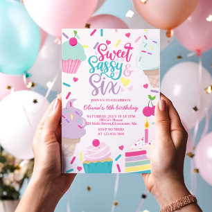 Convite Doce Sassy e Seis Sorvete e Bolo de Aniversário
