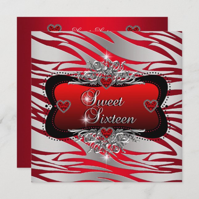 Convite Doce Sessenta Doce 16 Vermelho Festa de aniversári (Frente/Verso)