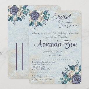 Convite Doce Sessenta Dusty Blue Floral