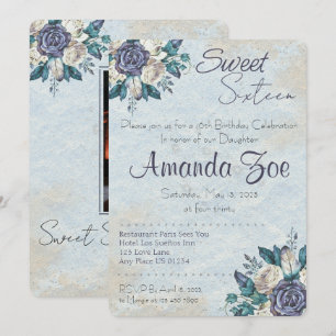 Convite Doce Sessenta Dusty Blue Floral