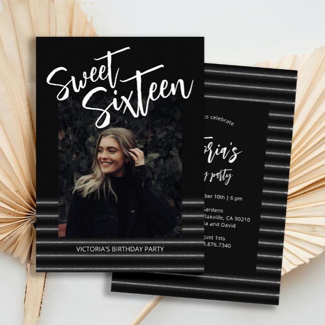 Convite Doce Sessenta Festa de aniversário Azul de Neon Gl (Criador carregado)