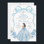 Convite Doce Sessenta Prata e Azul Bebê<br><div class="desc">Doce Dezesseis Prata e Bebê Azul Aniversário Mis Quince Anos,  15 Aniversário</div>