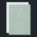 Convite Doce Sessenta Sábios Green Mint 16º Aniversário<br><div class="desc">Convites bonito e simplistas de 16.º aniversário com o título "Doce Dezesseis", em letra branca, num fundo verde pastel de leite. O verso apresenta um padrão da palavra "dezesseis" na escrita de coordenação. O padrão do lado inverso, assim como a cor do plano de fundo, podem ser alterados com a...</div>