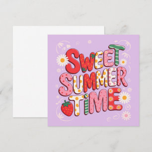 Convite Doce Tempo de Verão Coquette Morango Retro Praia