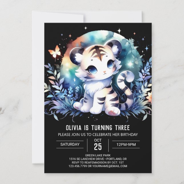 Convite Doce Tiger Birthday minimalista (Frente)