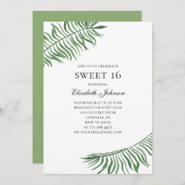 Convite Doce Tropical 16. Exótico verde 16.º aniversário