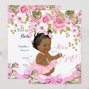 Convite Doce Tutu Étnico Rosa Floral Para Chás de Bebê Men