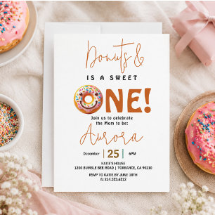 Convite Doce Um aquarela donuts fofos 1º aniversário