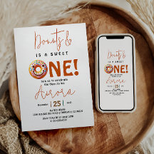 Doce Um aquarela donuts fofos 1º aniversário