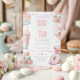 Convite Doce Um Dois Doce festa de aniversário de meninas