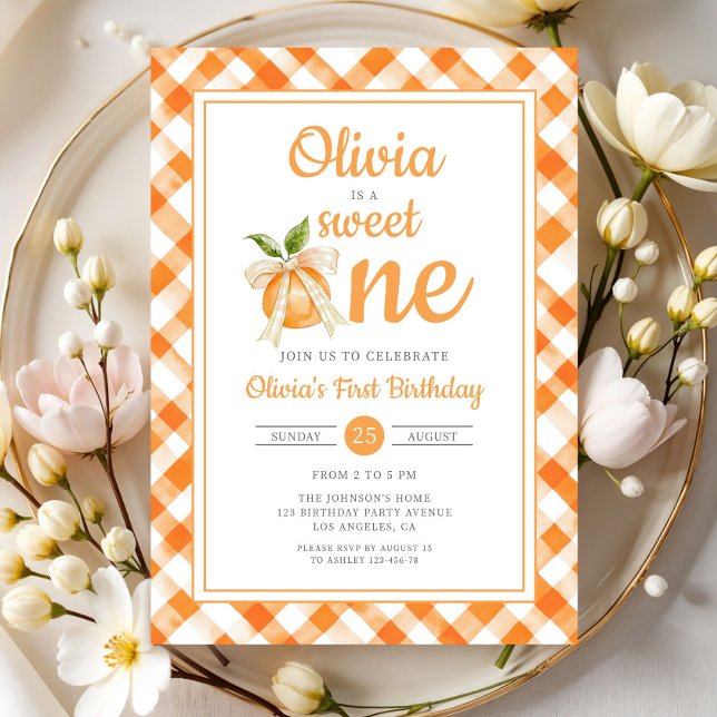 Convite Doce Um Laranja Cítrico 1º Aniversário (Sweet One Orange Citrus 1st Birthday Invitation)