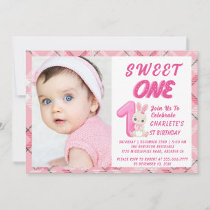Convite Doce Um Natal Groovy Foto de 1º Aniversário rosa