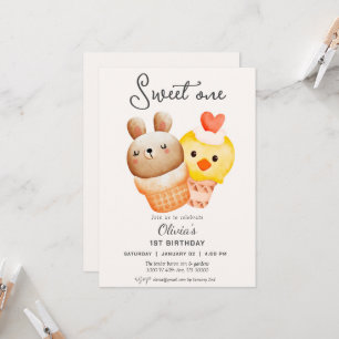 Convite Doce um sorvete no primeiro aniversário