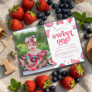 Convite Doce Uma Menina de Melancia Foto 1º Aniversário