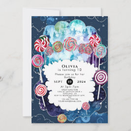 Convite Docente editável Candyland Birthday