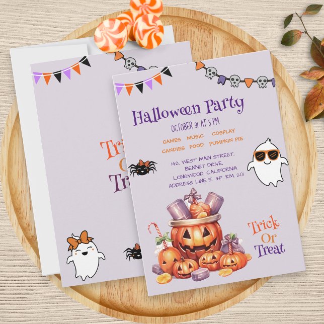 Convite Doces de Abóbora Modernos para Crianças no Hallowe (Criador carregado)