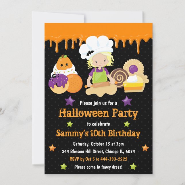 Convite Doces de Halloween Fazer Aniversário (Frente)