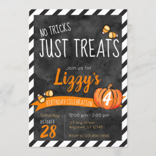 Convite Doces de Halloween sem Truques Aniversário