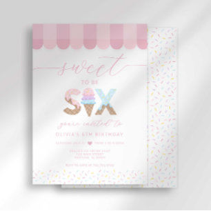 Convite Doces Granulados Rosa Doce aos 6 Aniversário de So