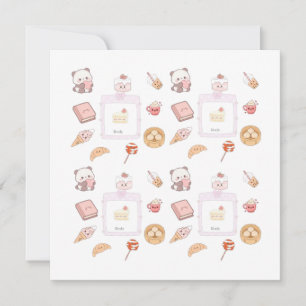 Convite Doces Tratamentos Kawaii Rosa Fofo Design de Sobre