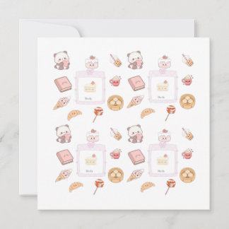 Convite Doces Tratamentos Kawaii Rosa Fofo Design de Sobre