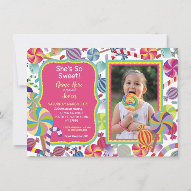 Convite Docinho de Dessert Foto Doce 16 ou Qualquer Idade (Frente)