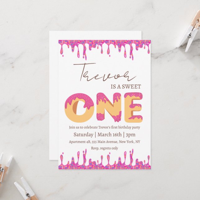 Convite Docinho de ilustração de noz de um aniversário (Frente/Verso In Situ)