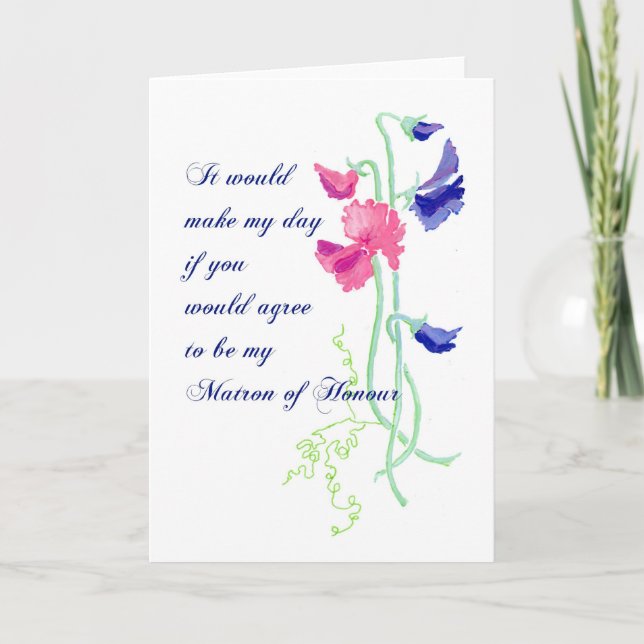Convite Docinho Pea Matron of Honor Request Card (Frente)