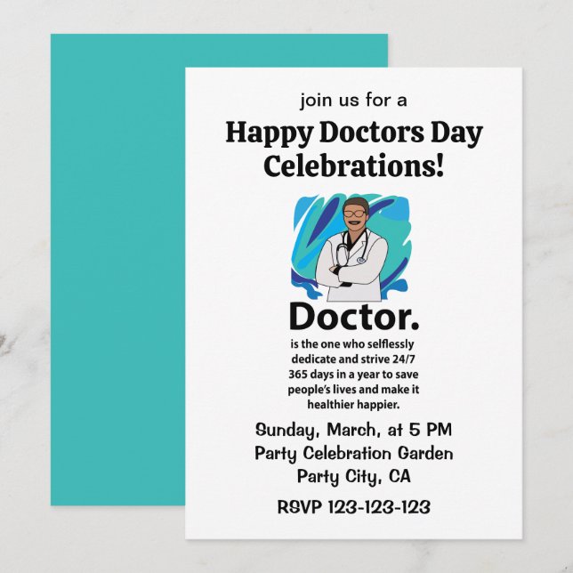 Convite Doctor Appreciation Happy Doctors Day Celebration (Frente/Verso)