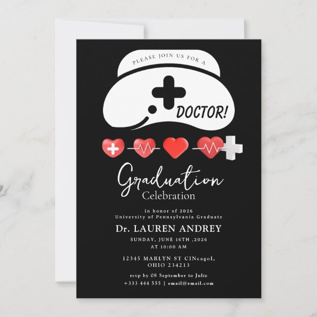 Convite Doctor Graduation Party Invitation (Frente)
