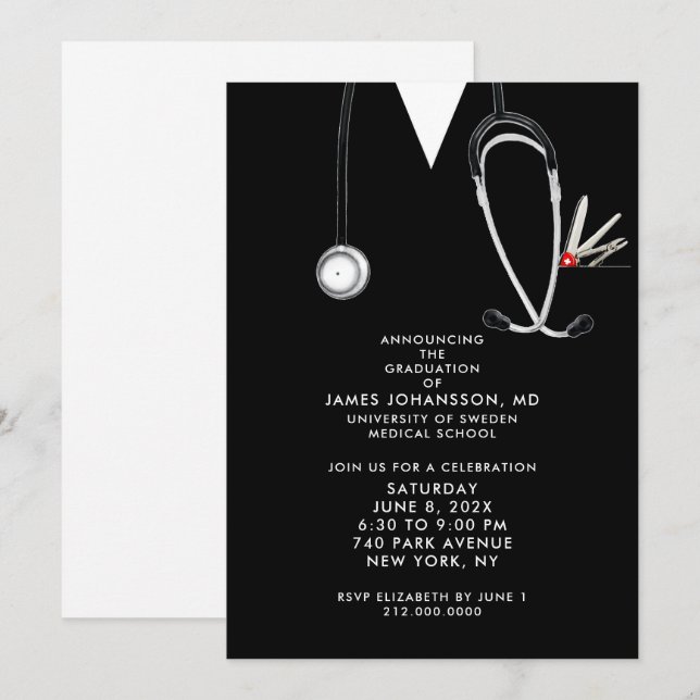 Convite Doctor Graduation Party Invitations (Frente/Verso)