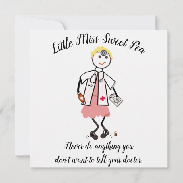 Convite Doctor Note Card w Little Miss Sweet Pea (Frente)