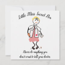 Doctor Note Card w Little Miss Sweet Pea