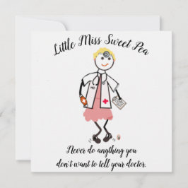 Convite Doctor Note Card w Little Miss Sweet Pea