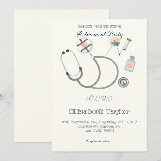 Convite Doctor nurse  retirement invitation (Frente/Verso)