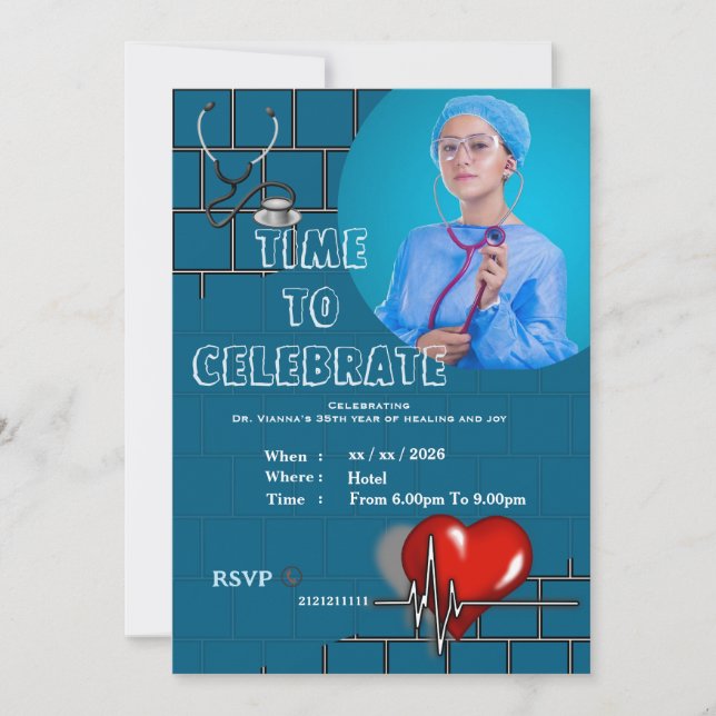 Convite Doctor's stylish birthday (Frente)