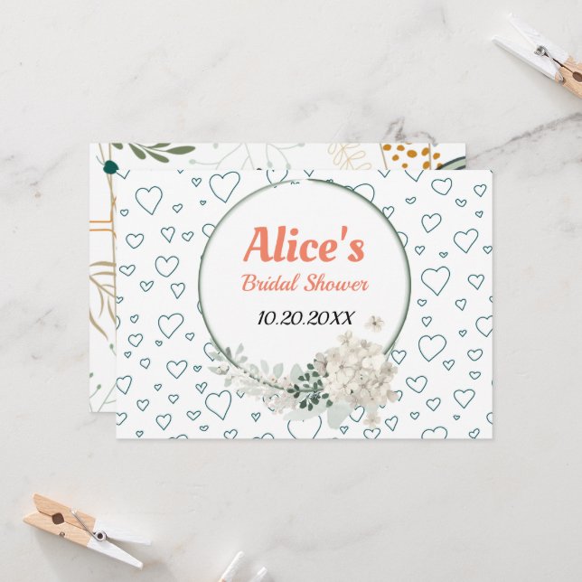 Convite Documento de Chá de panela de Quadro Floral Modern (Frente/Verso In Situ)