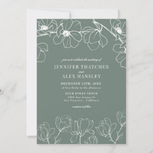 Convite Doenças do   Casamento Floral Simples e Elegante M
