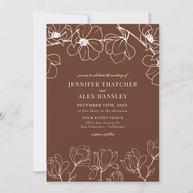 Convite Doenças do | Casamento Floral Simples e Elegante M (Frente)