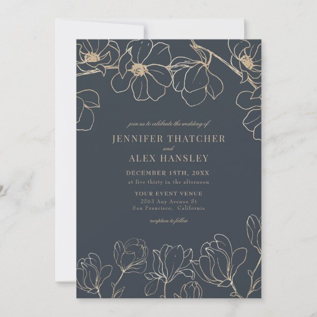Convite Doenças do | Casamento Simples E Elegante Moderno  (Frente)