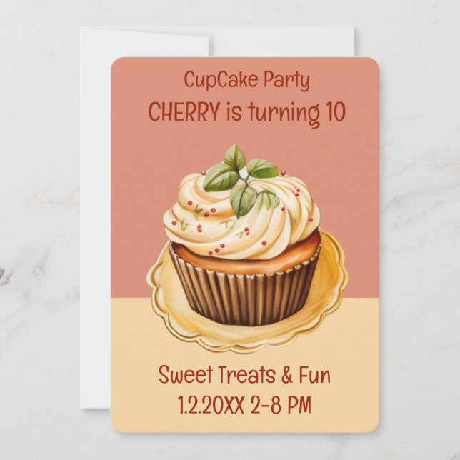 Convite Doentes de cupcake (Frente)