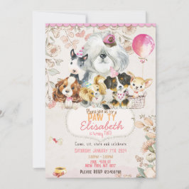 Convite Dog Birthday Invitation Printable, girl Invitation
