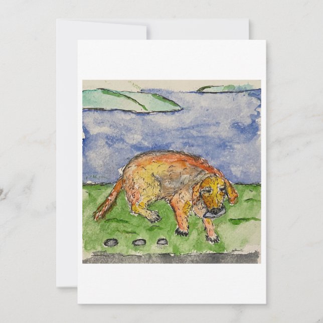 Convite Dog Carrying a Rock Greeting Card (Frente)