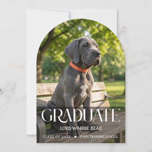 Convite Dog Graduation Party Invite Pet Photo Navy Blue (Frente)