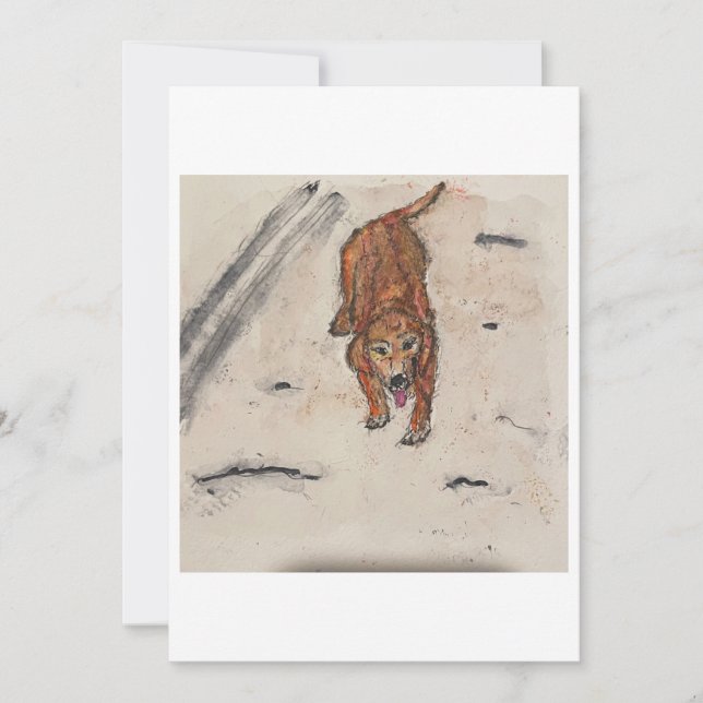 Convite Dog in the Snow Greeting Card (Frente)