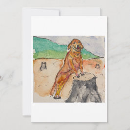 Convite Dog Next to a Tree Stump Greeting Card