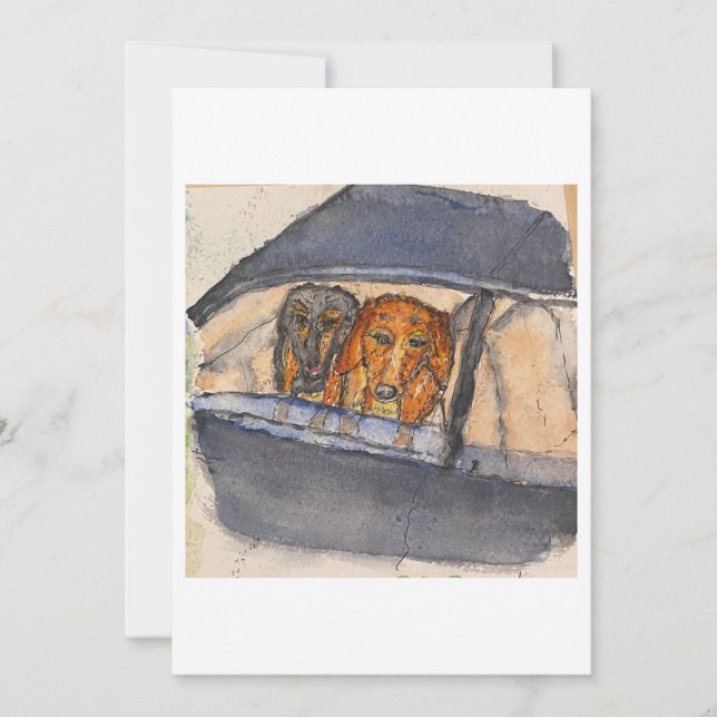 Convite Dogs in a Car Greeting Card (Frente)