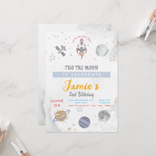 Convite Dois A Celebração Do segundo aniversário Da Lua (Frente/Verso In Situ)