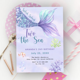 Convite Dois à Sereia do Mar Rosa Roxo 2º Aniversário