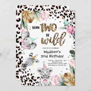 Convite Dois Animais Safari Imprimidos Pelo Leopardo Selva